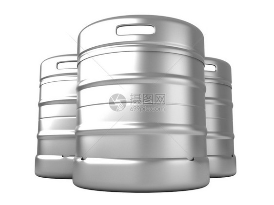 小桶酒吧白色的3d啤酒桶转化分离成白色背景图片