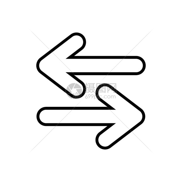 两面图标2箭头在白色背景上被孤立矢量说明Eps10双面图标箭头在白色背景上被孤立平坦的方向双倍图片