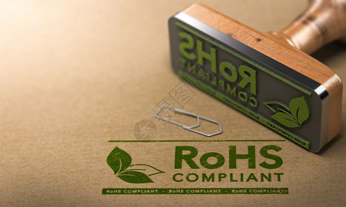 海豹证书3D橡皮邮票插图其案文为RoHSCompliant印在纸面背景的ROHSCompliant限制有害物质欧洲指令上的图片