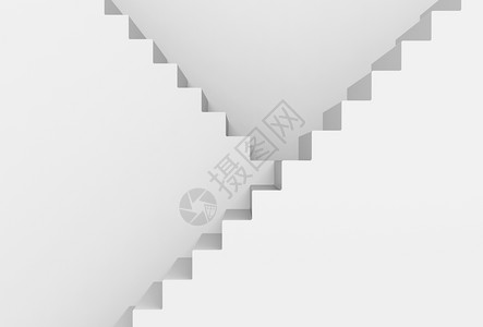 白色的走道建造3d带复制空间背景的灰色长楼梯和高图片