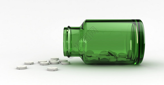 白色背景下的药丸和小瓶3d渲染使成为治疗图片
