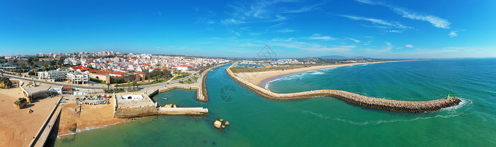 户外葡萄牙拉各斯市的航空全景自然阿尔加维图片