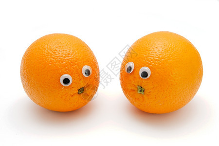 两只有趣的橙子水果眼睛图片