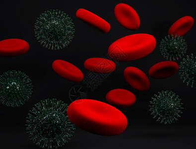 红色的细菌CoronaVirus2019带血Covid193D渲染生病了图片