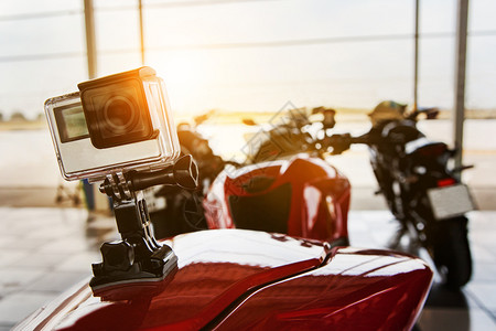 摩托车上相机摄像校正运动录音赛车背景图片
