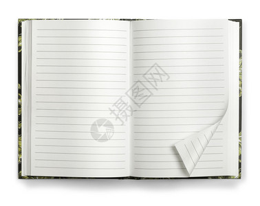 白背景上孤立的空白纸开笔记本备忘录空白纸开笔记本空白的信息色背景图片