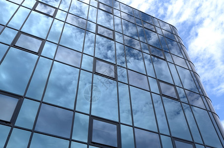 镜子窗户荷兰Rijswijk的一座办公室大楼玻璃面罩云层反射在荷兰Rijswijk城市的图片