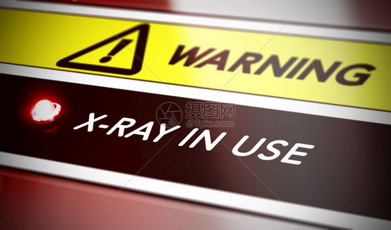 插图XRey照射或辐概念X线用红光和模糊效应XRey照射或辐概念XRay辐射显示X线警告信号核或者图片