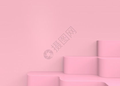 3d提供甜美粉红色楼梯并复制空间墙背景纸曲线艺术图片