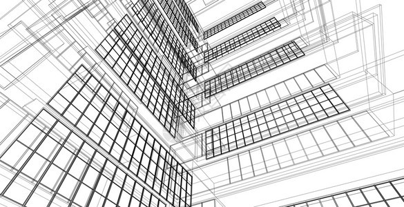 几何学现代建筑化结构有线框架城市概念Werframe3D建筑图解插城市的图片