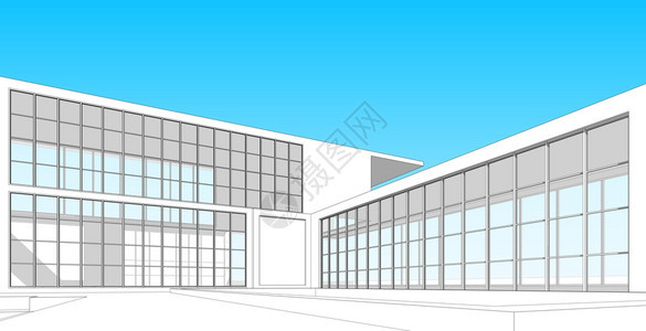 城市景观形象的现代建筑化结构有线框架城市概念Werframe3D建筑图解抽象的图片