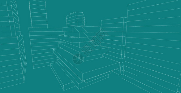 财产城市的景观现代建筑化结构有线框架城市概念Werframe3D建筑图解图片