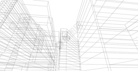 家建筑学现代化结构有线框架城市概念Werframe3D建筑图解公寓图片