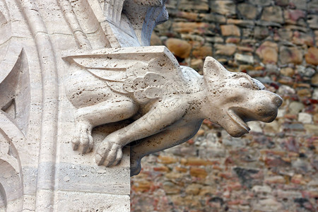 哥特细节Gargoyle克罗地亚萨格勒布大教堂外墙详情怪诞的图片