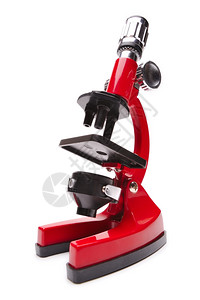 白色背景上的红显微镜白色背景上的红显微镜斯克莱兹涅夫调查放大图片