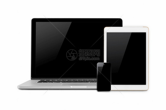 技术膝上型智能手机和平板电脑模拟白背景色网络小样图片