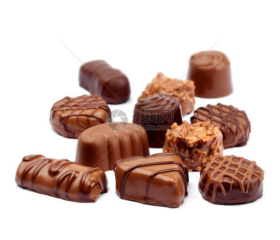 喜可口的巧克力甜点分类在白色巧克力分类在白色糖果可图片