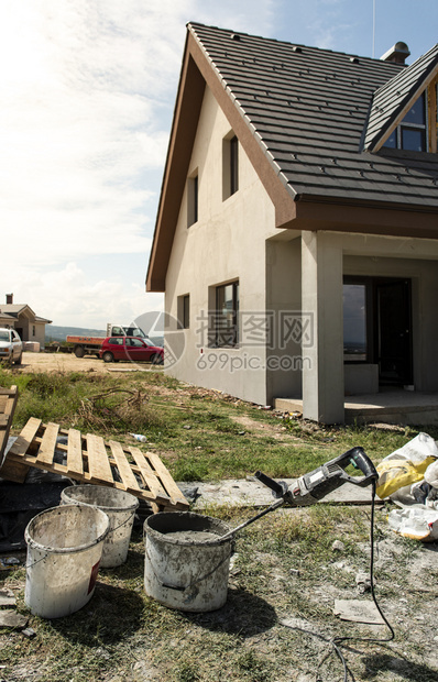 建造新住房窗户屋框架图片