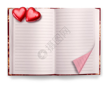 打开情人节粉红色空白日记隔离在色背景打开情人节日记空白笔本组织者空白的爱图片