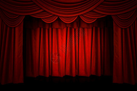 红色的奢华内部红色窗帘和木制舞台地板窗帘和图片