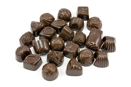 果仁糖甜点白色背景的黑各种深巧克力瓜碱装饰图片