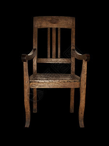 邋遢优质的黑色背景上单木板旧椅子个背景图片