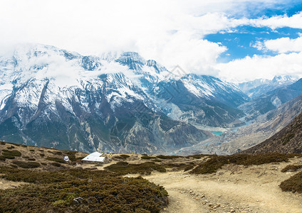 高原跋涉尼泊尔喜马拉雅山Manang村和神圣的Bagmati河的美丽景色旅行图片