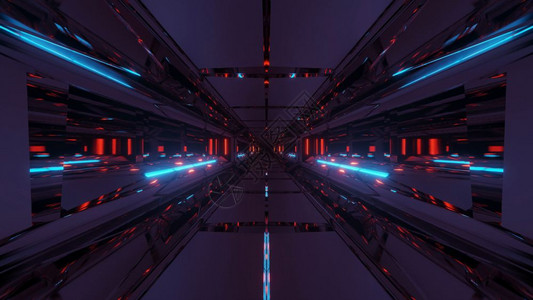 未来科幻走廊形象的科幻小说3d插图背景壁纸与未来派科幻隧道机库走廊