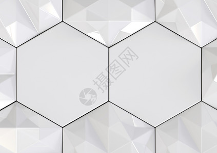 空白的抽象六角形3d使边的现代空间在低波底背景中形成图片