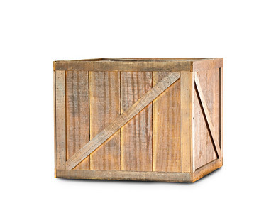 包裹白色背景上孤立的木框目盒图片