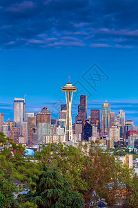 户外美国华盛顿州西雅图市中心天线城风景际日落图片