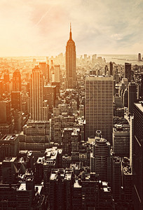 塔天际线美国纽约曼哈顿日落著名的图片
