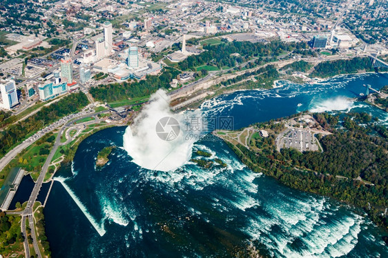 极好的河从直升机上尼亚加拉大瀑布鸟瞰图加拿大安略省加拿尼亚拉瀑布拿安略省的奇妙鸟瞰图力量图片