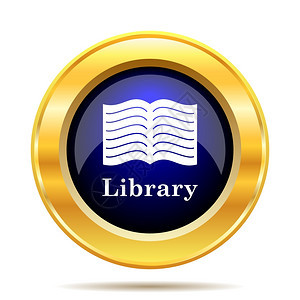 白色的象征背景上的图书馆标Internet按钮插图图片