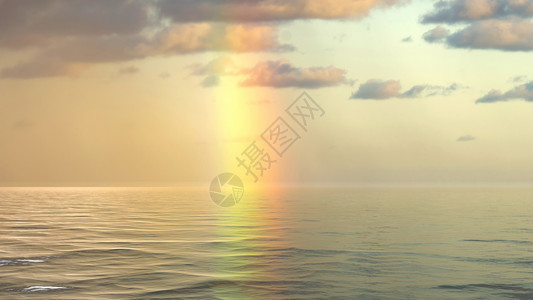 气候海景上的彩虹晴天图片