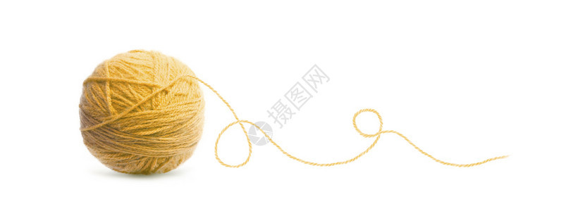 传统的销售白色背景上孤立的线索羊毛橙色球针织图片