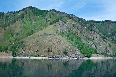 旅行Baikal湖沿岸的CircumBaikar铁路自然结石图片