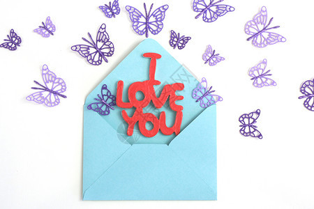 木林写信我爱你在蓝色的信封里飞着紫色纸蝴蝶天夏紫色的图片