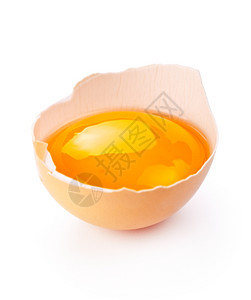 白色背景的鸡蛋黄和壳背景图片