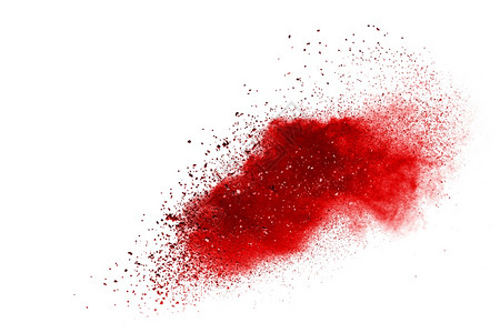 血液红色粉尘粒子在白背景上分离弄脏白色的图片