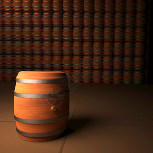 孤单的桶子背面有长着雷的墙壁3D渲染液体优质的图片