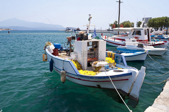 木制的网欧洲Samos号渔船图片
