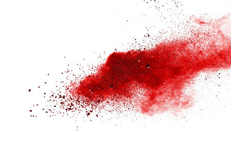 白背景涂料Holi红粉爆炸白色的艺术弄脏图片