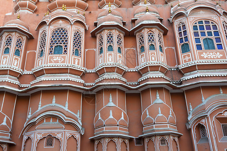 印度拉贾斯坦邦斋浦尔风宫HawaMahal城市视窗正面图片