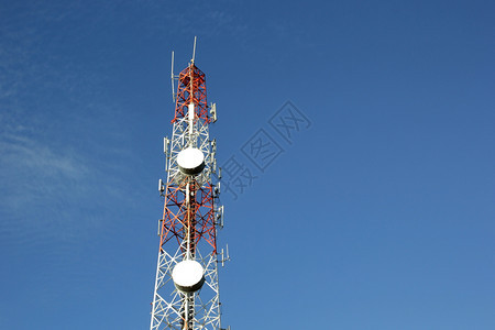 蜂窝具有美丽的天空背景电讯塔Tall沟通电话图片