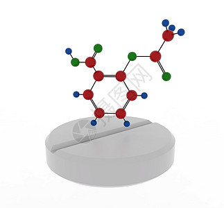 化合物碳药品阿司匹林乙酰硅酸3D转化白隔绝的分子图片