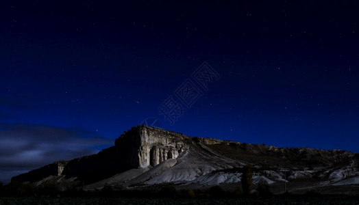 风景优美夜晚的白色岩石月光克里米亚星空白悬崖的夜景日出太阴图片