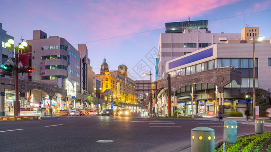 地标城市的户外鹿儿岛中心日落时本九州市风景图片