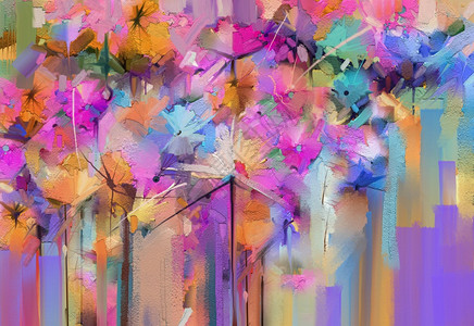 敬岗春天艺术的黄色画在布上笔纹说明石油绘画花岗的背景黄色红的现代