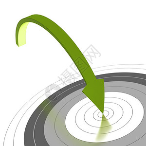解决方案管理边界绿箭射向灰色目标中心并达到白背景页面个人目标角的绿箭射向灰色目标中心图片